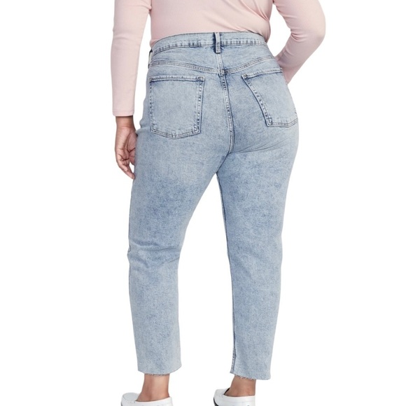 Old Navy Womens Extra High-Waisted Button-Fly Straight Raw-Hem Jeans Plus Sz 20 - Picture 2 of 10
